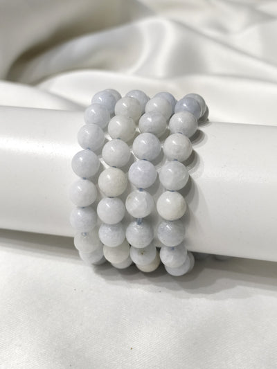 Blue Celestite Round Beads Bracelet, Gemstone Bracelet.