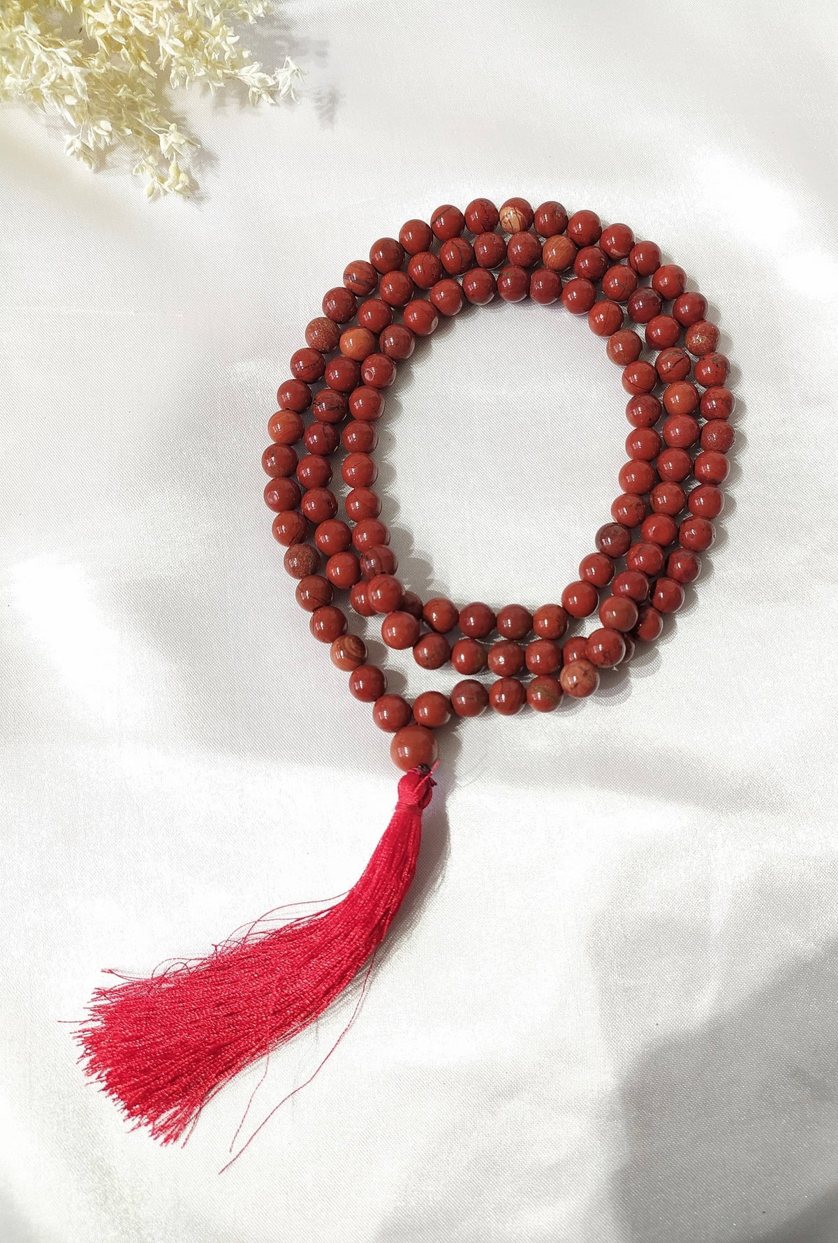 Red Jasper Gemstone Mala, 108 Prayer Bead Mala.