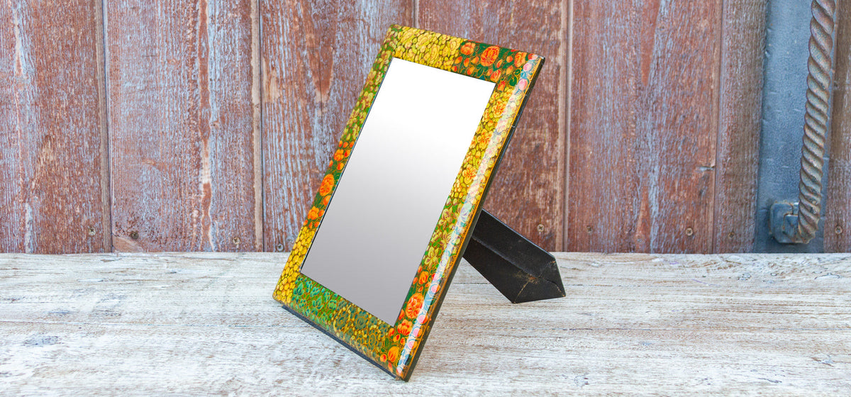 Paper Mache Floral Mirror Frame