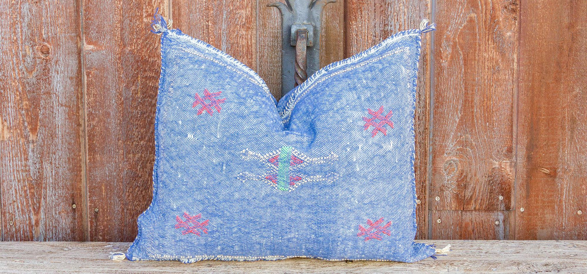Shamri Lumbar Moroccan Silk Rug Pillow