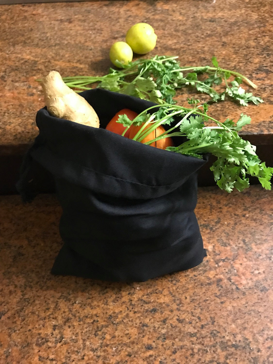 8x12 Inches Reusable Eco-Friendly Cotton Single Drawstring Bags Black Color