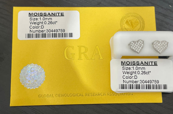 GRA Certified 0.26CT Heart Moissanite Earrings