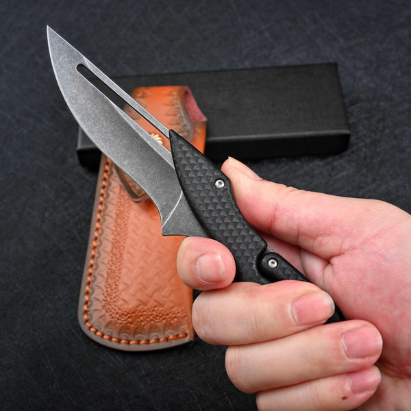Crux D2 High Carbon Stainless Steel Pocket Knife with Micarta Handle - Gifts for You 'n Me