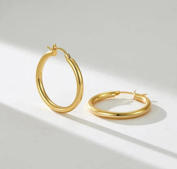 Donatello Gian 925 Sterling Silver Classic Hoops, 20MM Round Earrings for Women, Girls & Men, 14K Gold Plated Sterling Silver - Gifts for You 'n Me