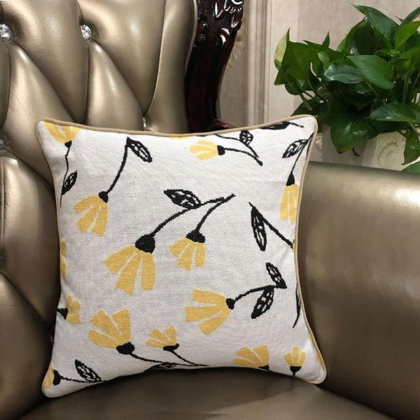 DaDa Bedding Yellow Fleur Floral Botanical Spring Tapestry Throw Pillow Cover, 16