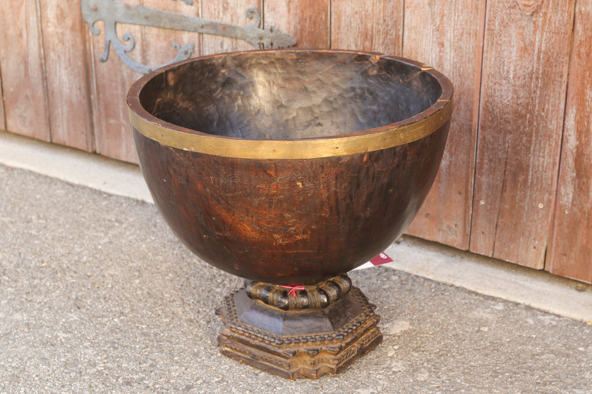 Antique Carved Southern Indian Grain Container