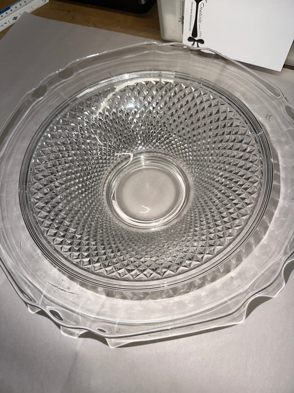 Mid Century Cut Glass Decorative Glass Serving Bowls