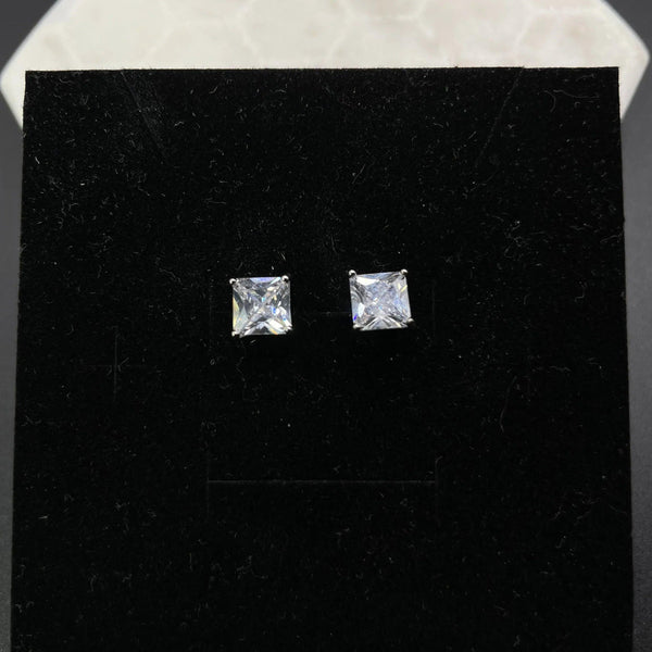 Sterling Silver 7MM Square Cut Studs Earrings - Gifts for You 'n Me