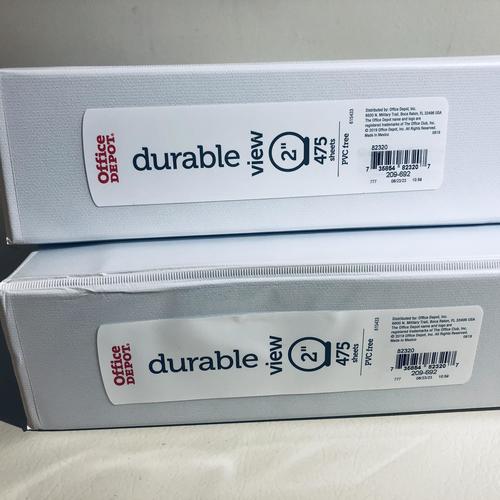 Office Depot 2 Durable View 3-Ring Binders, 2 in Rings, 475 Sheets