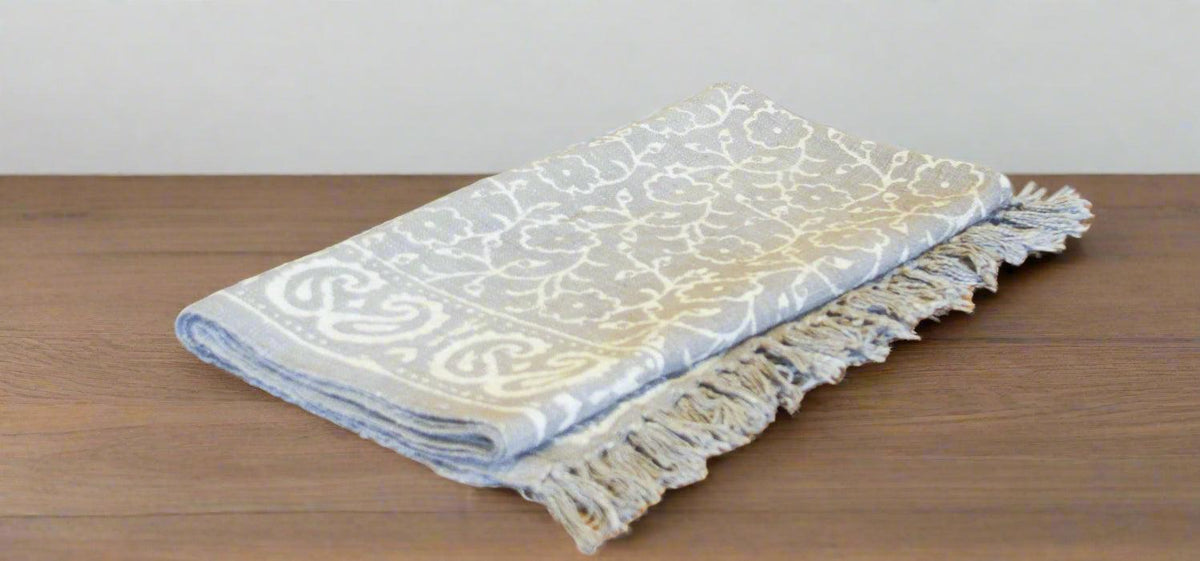 Floral Taupe Batik Throw