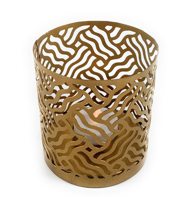 Votive Candle Holders Set of 2 Golden