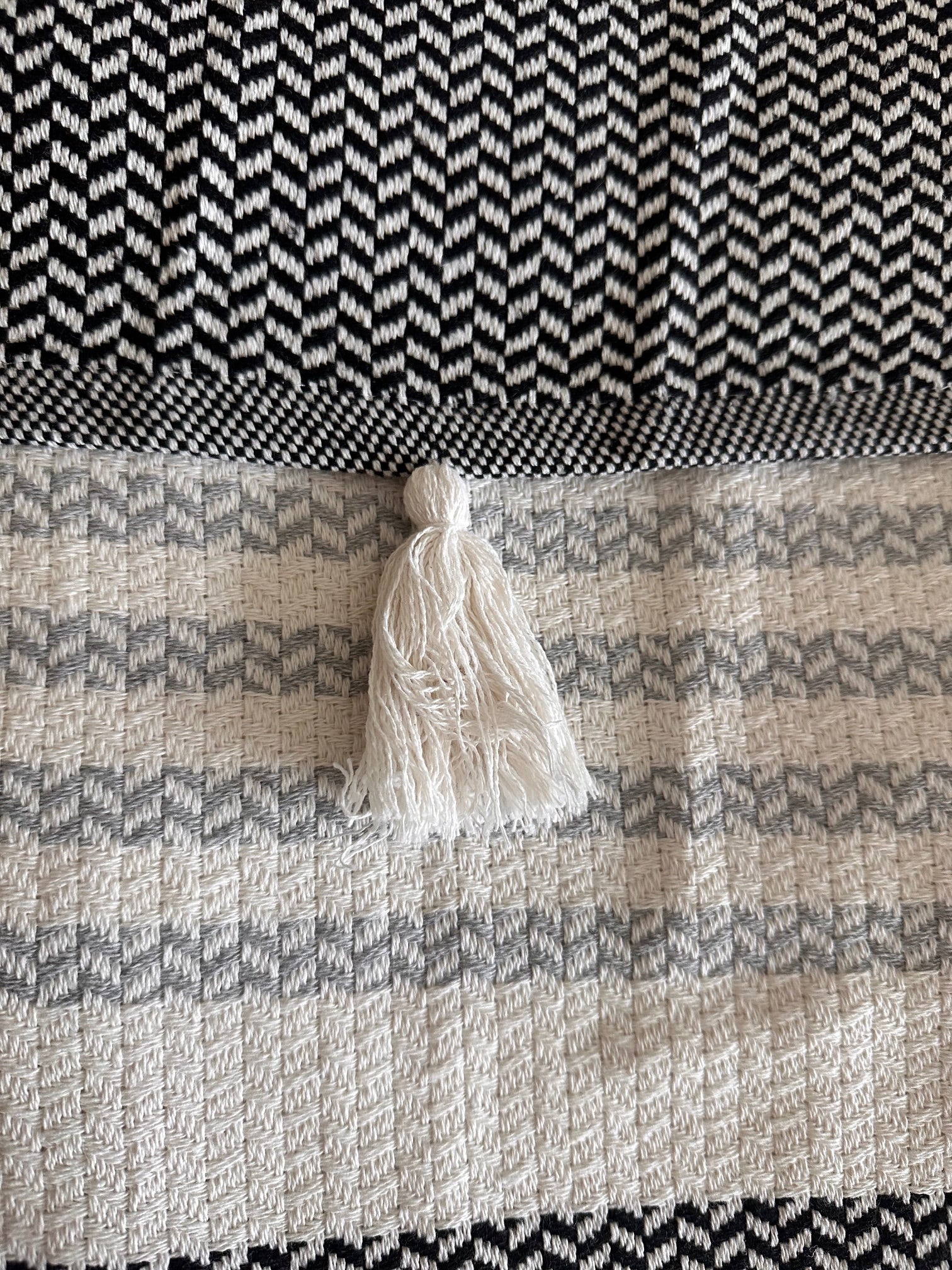 Cotton Black Pom Pom Bedspread