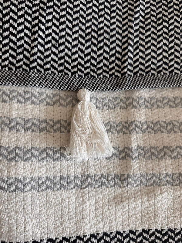 Cotton Black Pom Pom Bedspread