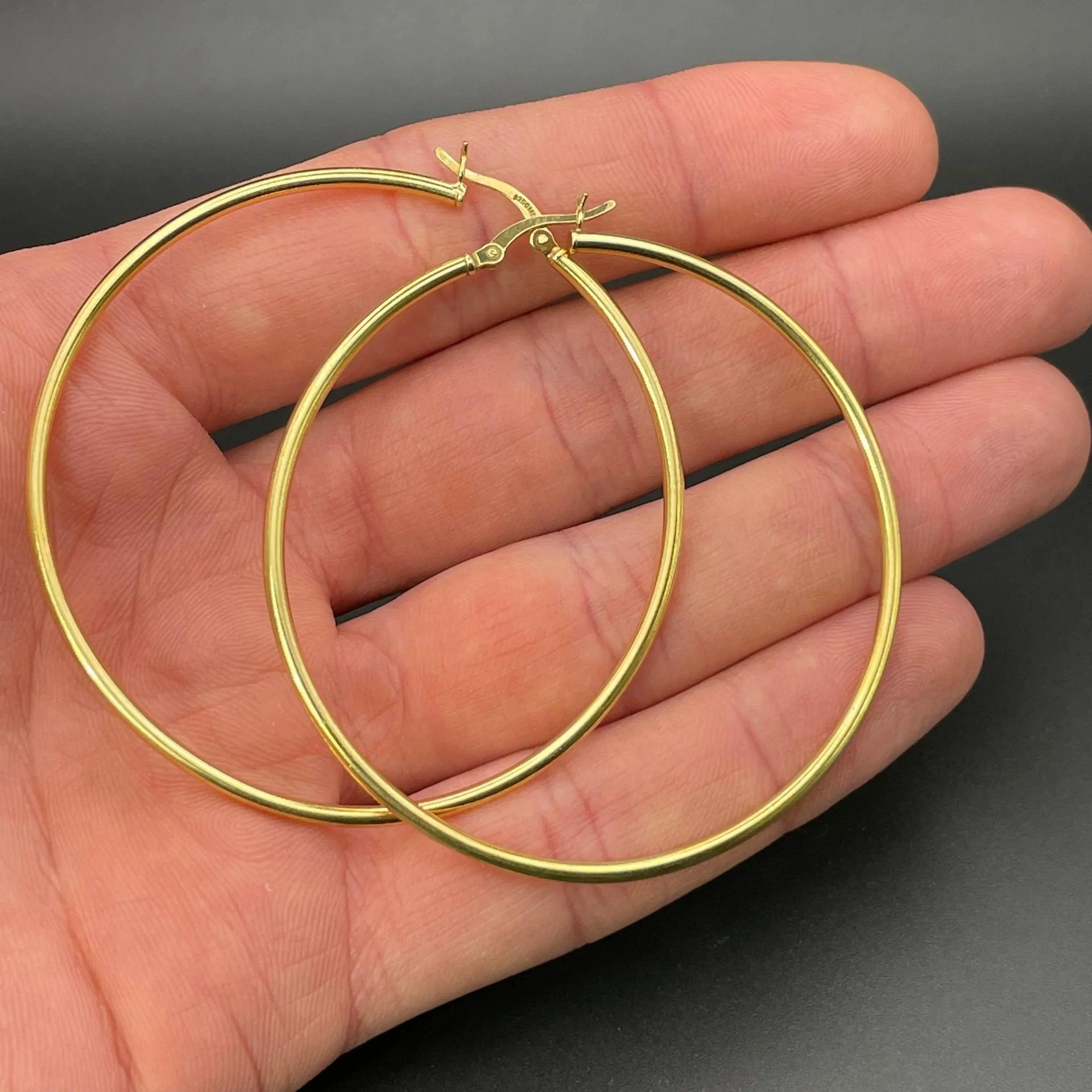 Sterling Silver Gold Large 55MM Hoop Earrings For Women 14K Gold - Gifts for You 'n Me
