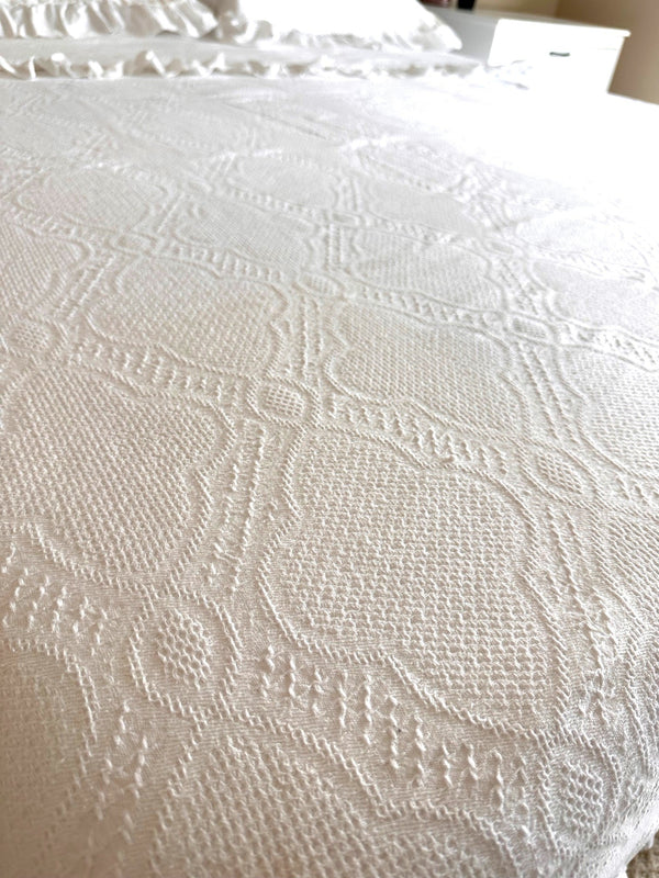Cotton White Lace Bedspread