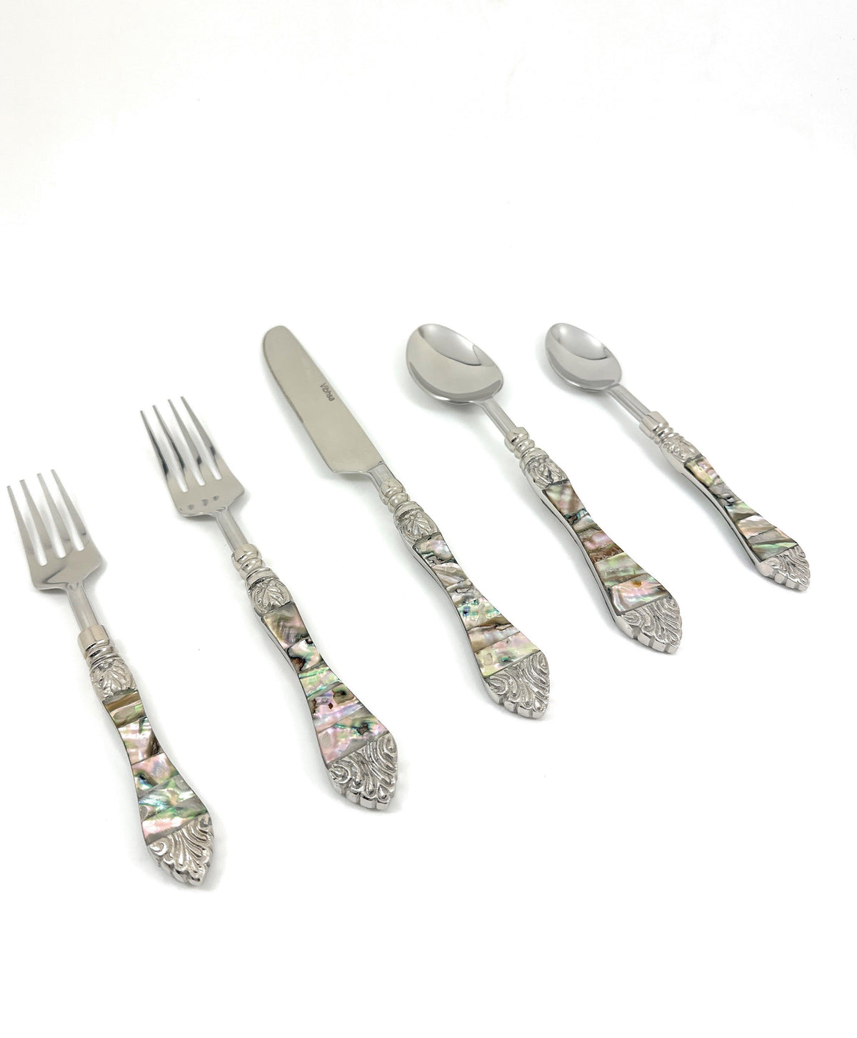 Vibhsa Stainless Steel Flatware set of 20 with Seawork Handle
