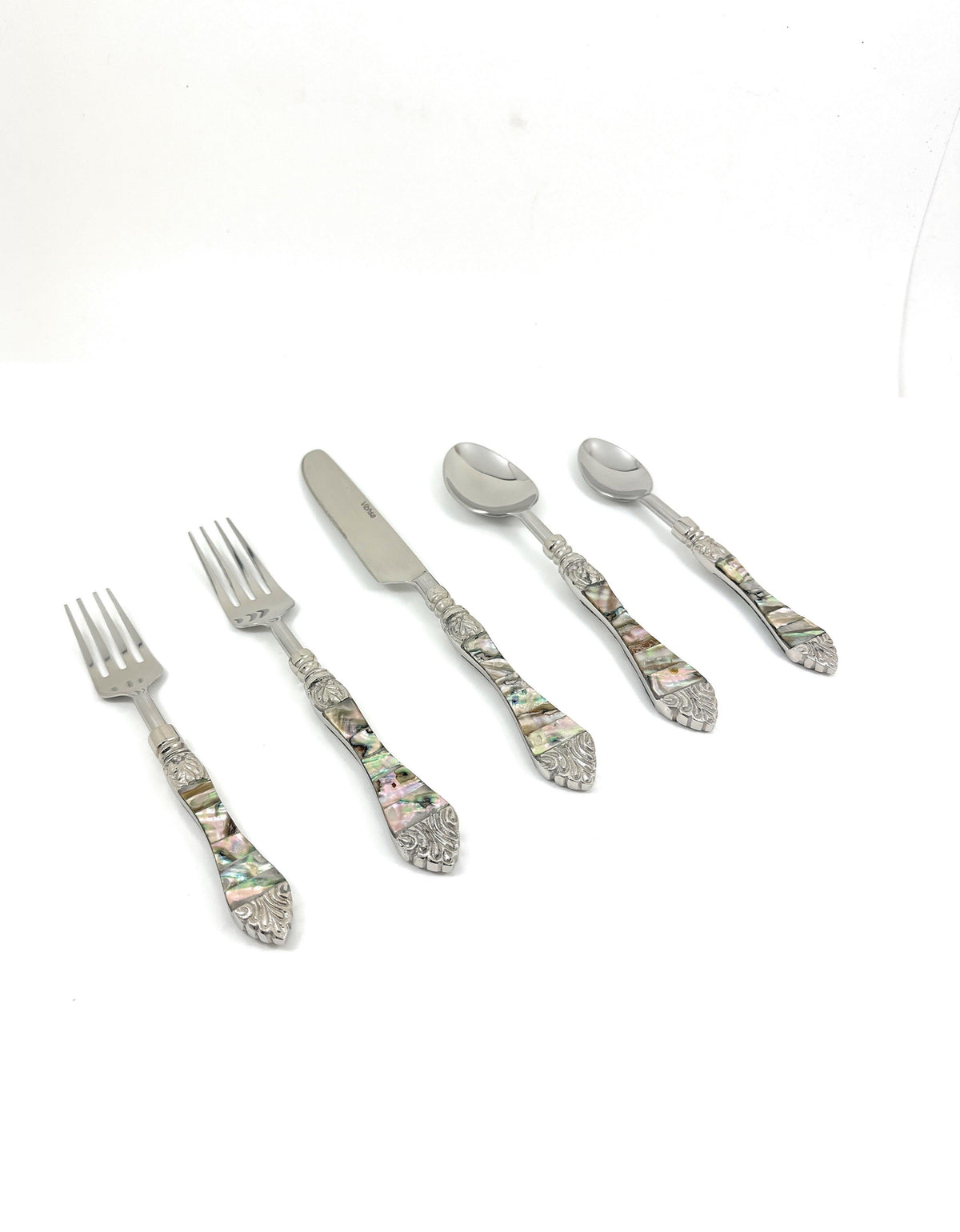 Vibhsa Stainless Steel Flatware set of 20 with Seawork Handle