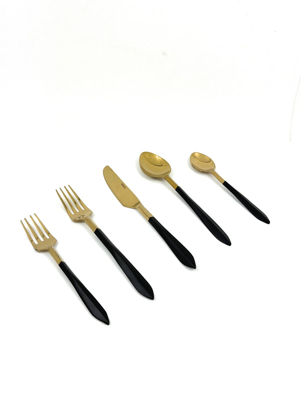 Stainless Steel Mette Black and Golden Flatware set of 20