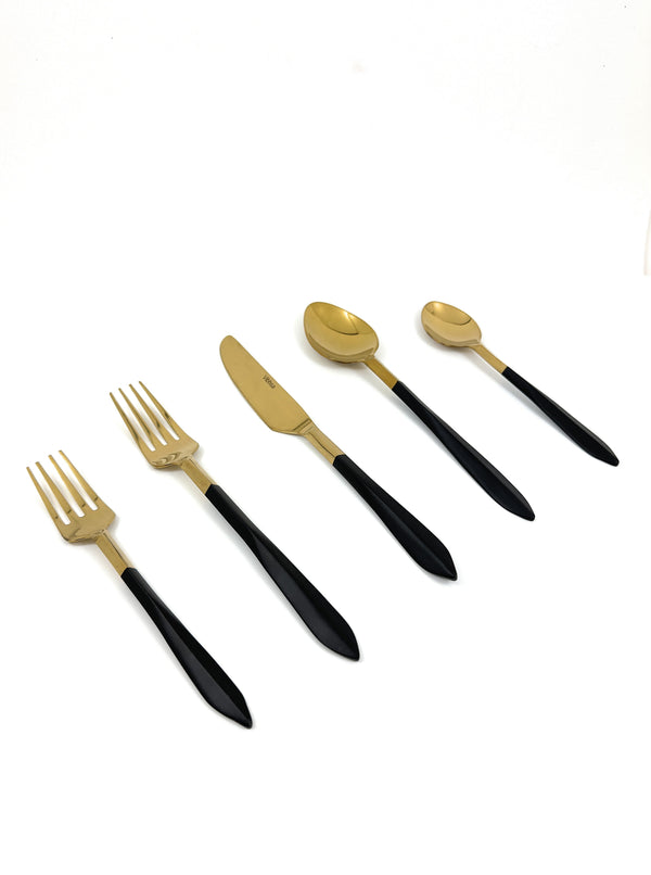 Stainless Steel Mette Black and Golden Flatware set of 20