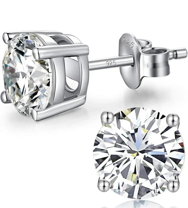 925 Sterling Silver White Topaz Round Studs - Gifts for You 'n Me