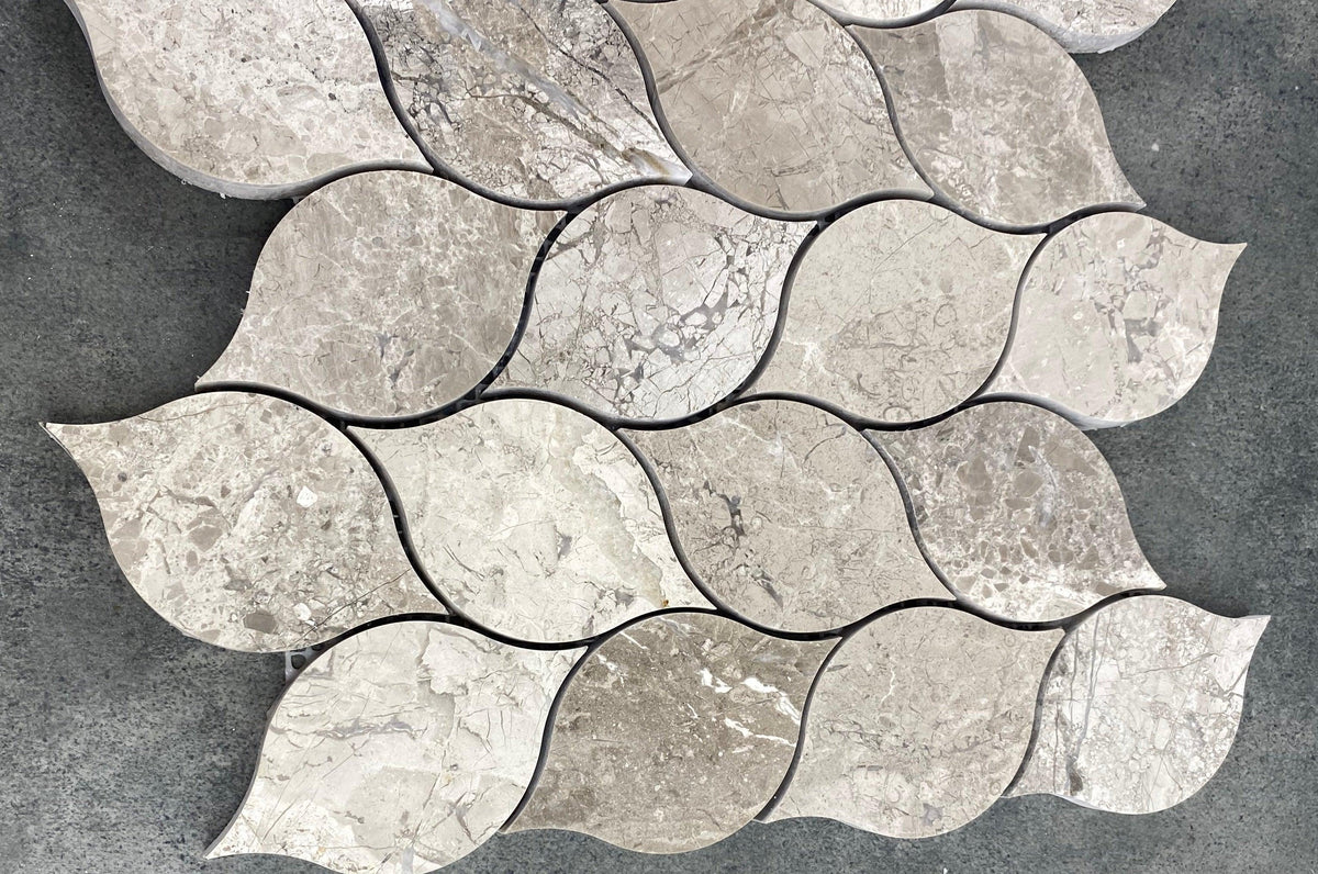 Silver Shadow Marble Leaf Design on 12