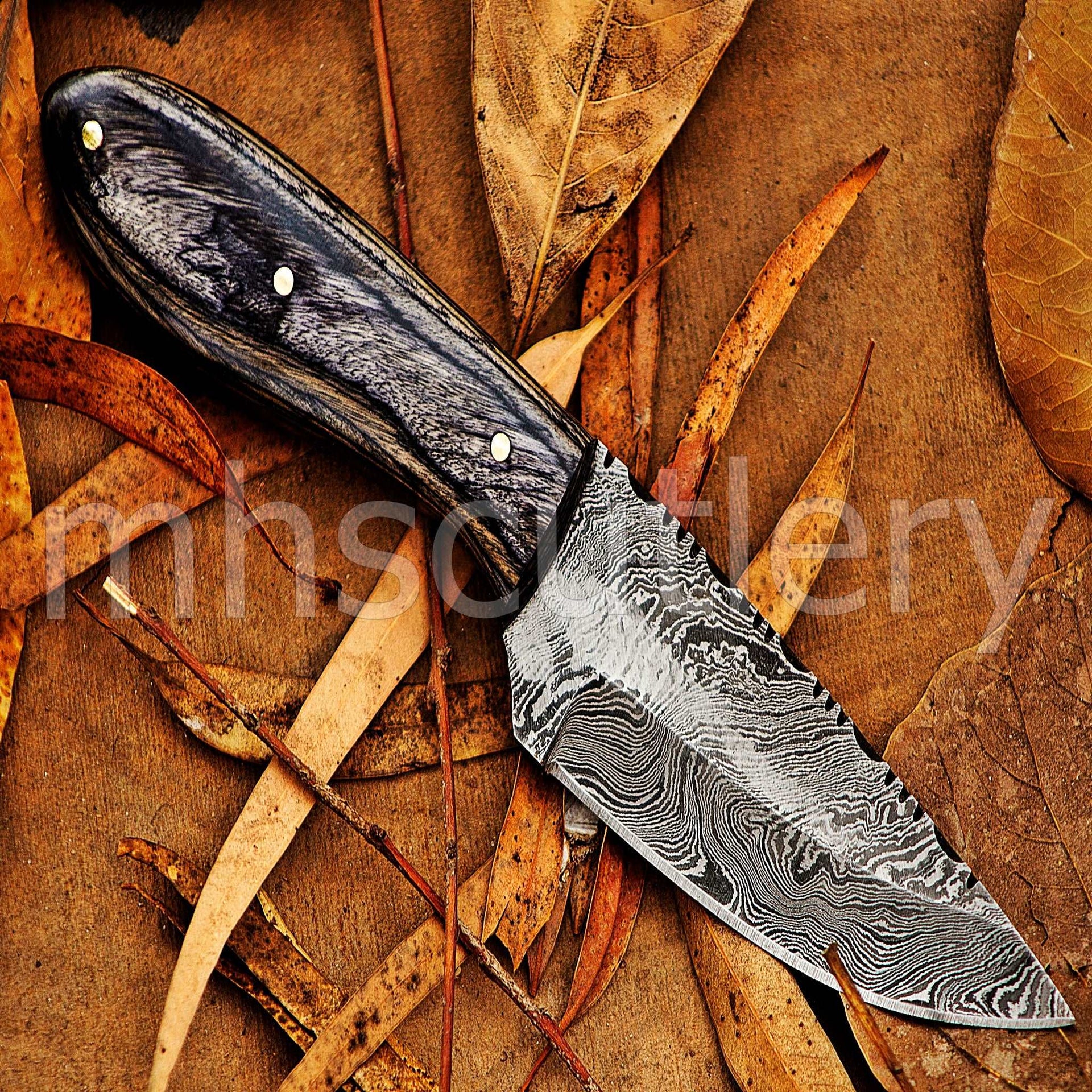 Custom Hand Forged Damascus Steel Mini Hunter Skinner Knife