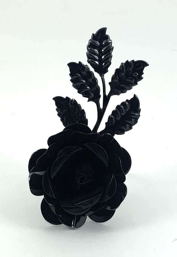 Vibhsa Black Rose Napkin Rings | Set of 4, Handcrafted