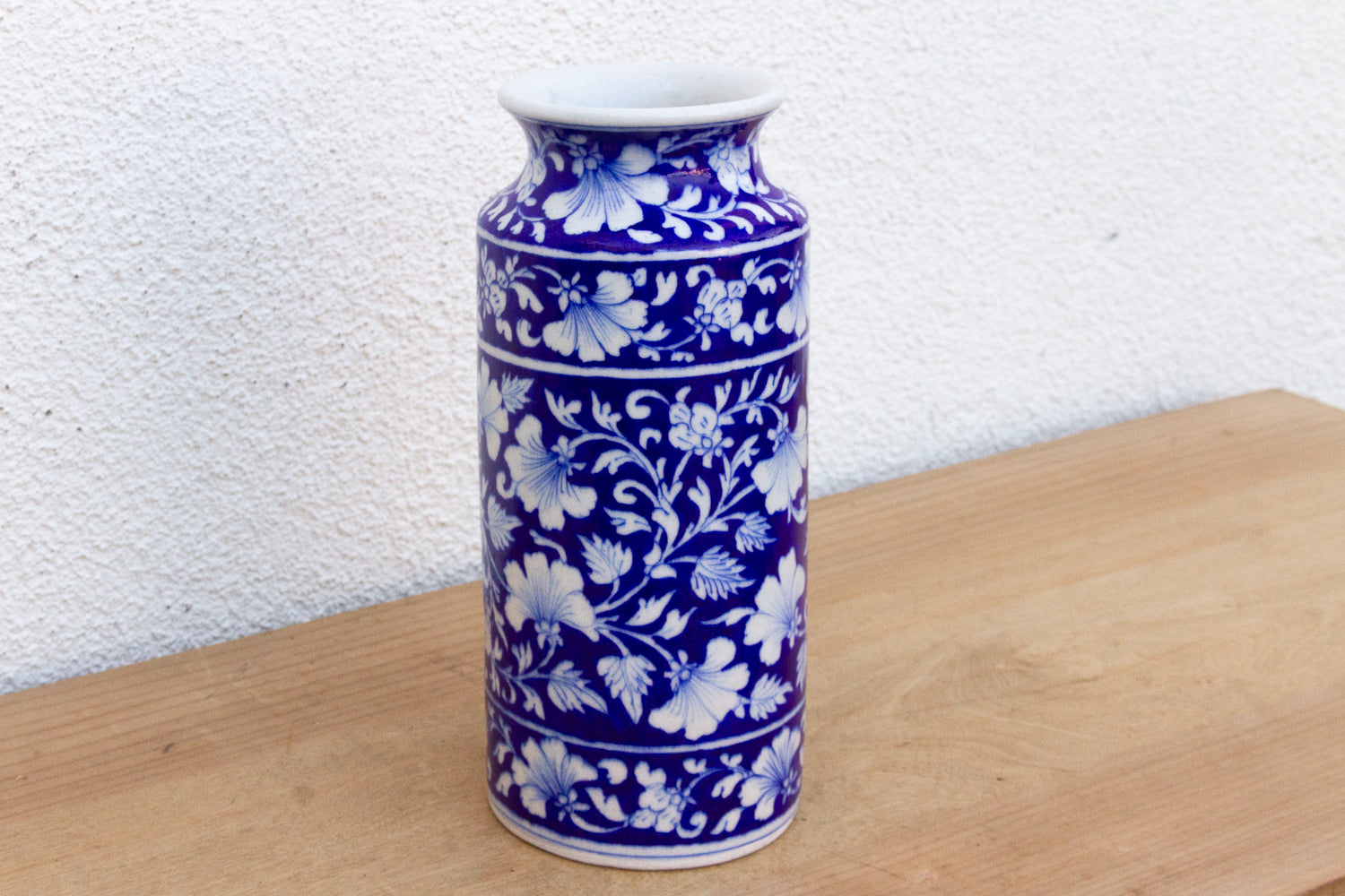 Blue & White Jaipur Pottery Vase