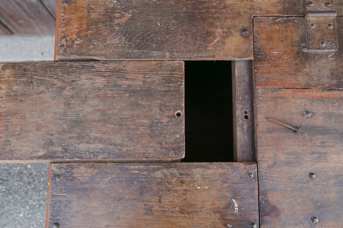Antique Indian Teak Dowry Trunk