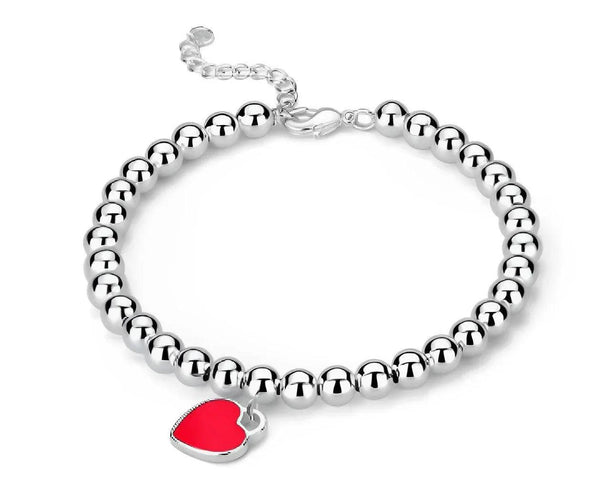 Red Onyx Beaded Heart Bracelet - Gifts for You 'n Me