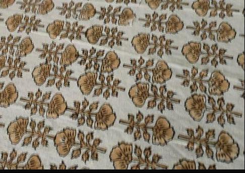 Saffron Bloom Block Print Cotton Kantha Quilt