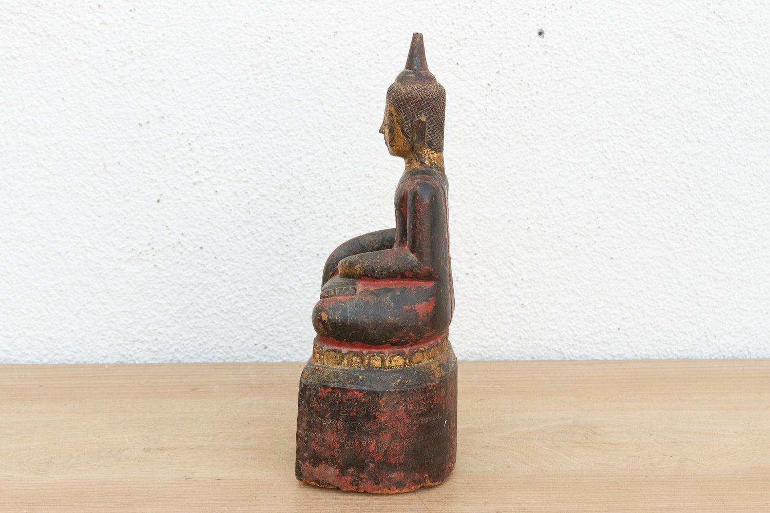 Gilt & Rouge Antique Devotional Seated Buddha