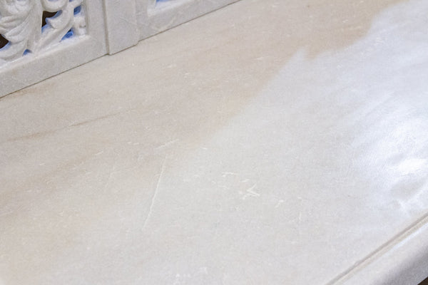 Royal Carved White Marble Garden Bench DE-COR | Globally Inspired