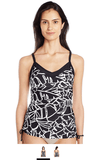 Ocean Avenue Women's Palm Beach Shirred-Side Tankini, Black, Size Small - S/Black