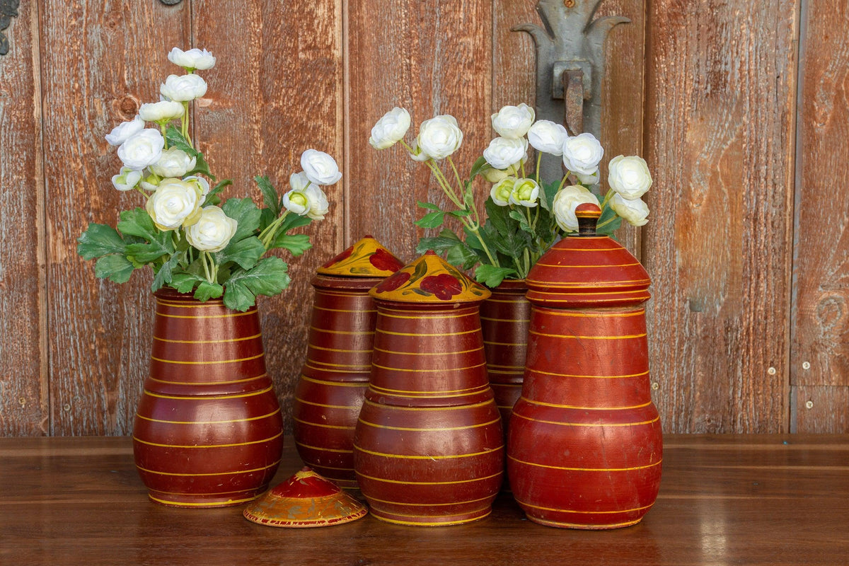 Marvi Polychrome Treen Lidded Pot