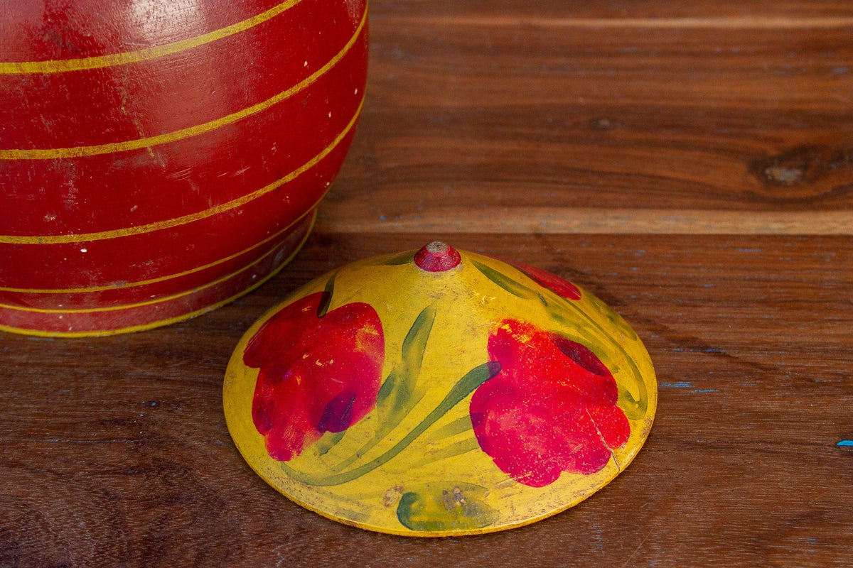 Marvi Polychrome Treen Lidded Pot