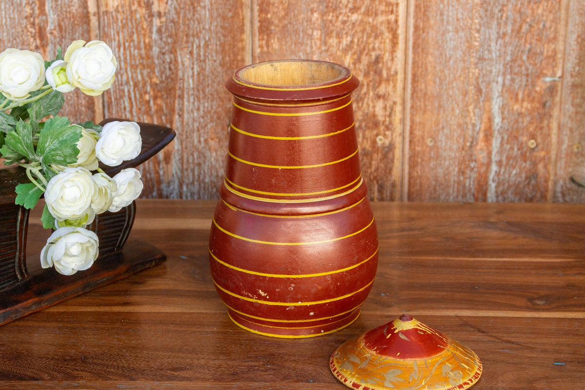 Shoni Polychrome Treen Lidded Pot