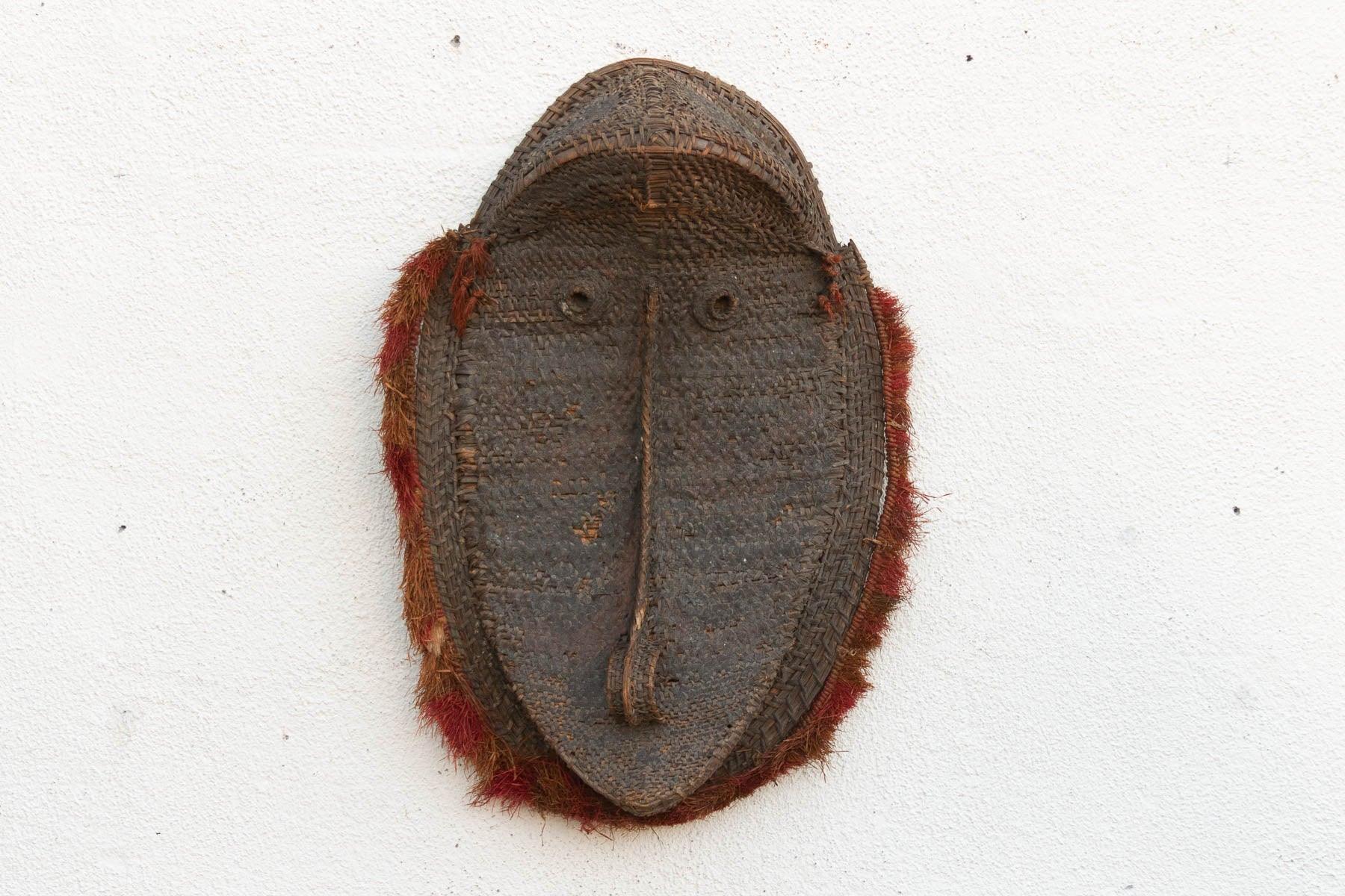 Large Antique Woven Rattan Yam Mask