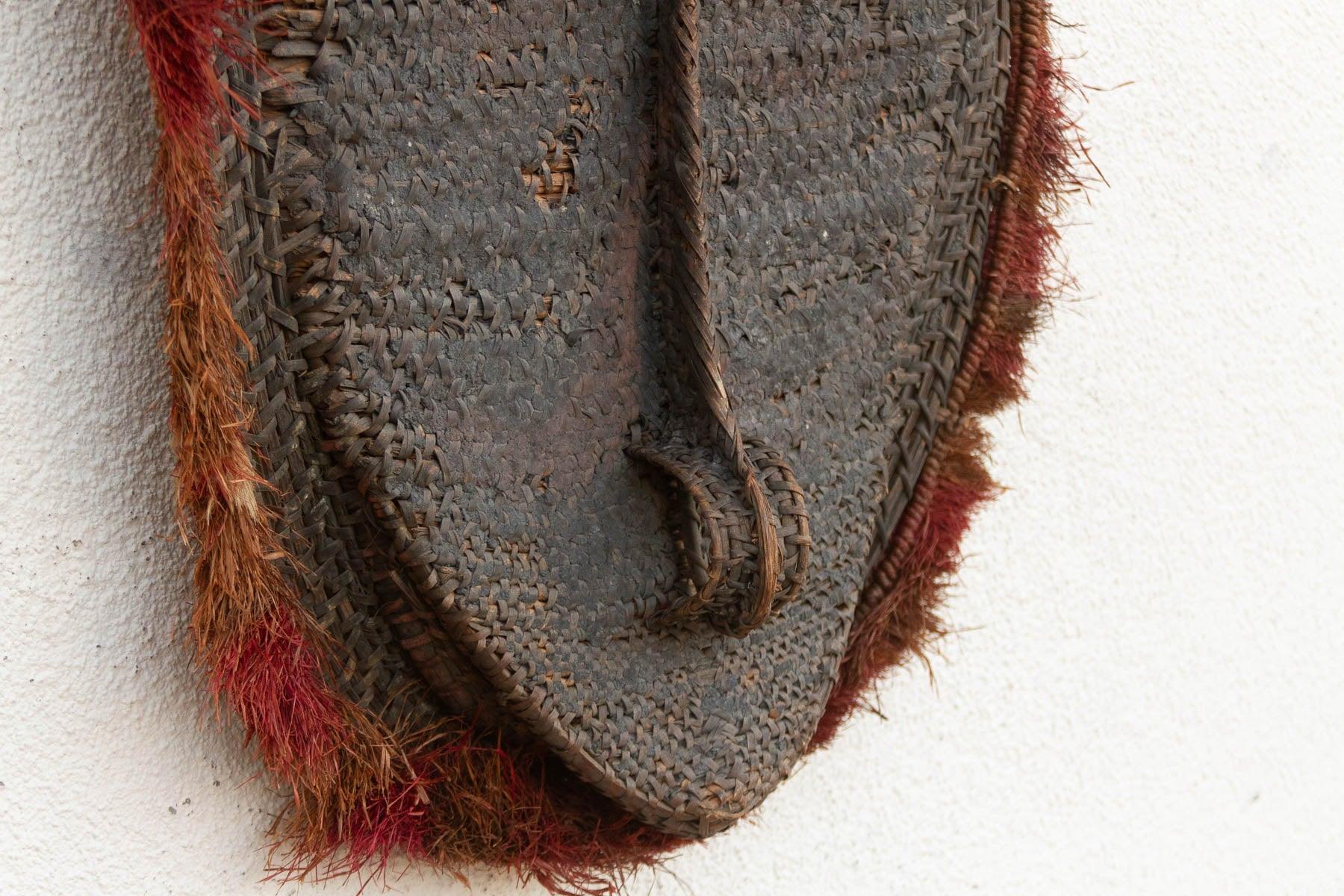 Large Antique Woven Rattan Yam Mask