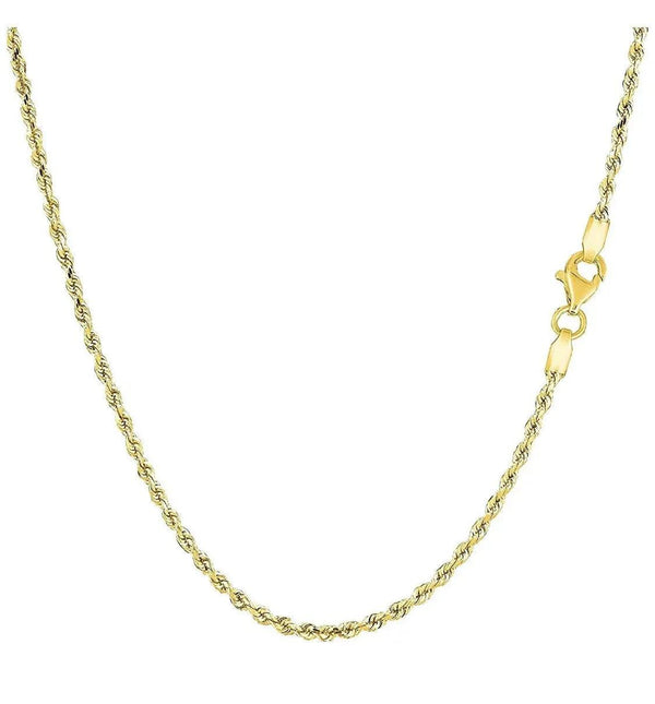 Italian 14K Yellow Gold 1.5MM Diamond Cut Rope Chain 16-24 Inch - Gifts for You 'n Me