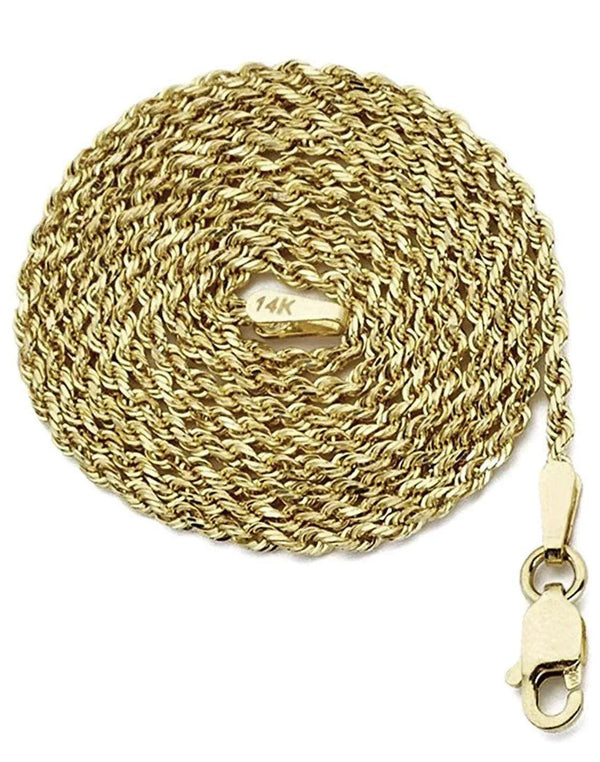 Italian 14K Yellow Gold 1.5MM Diamond Cut Rope Chain 16-24 Inch - Gifts for You 'n Me