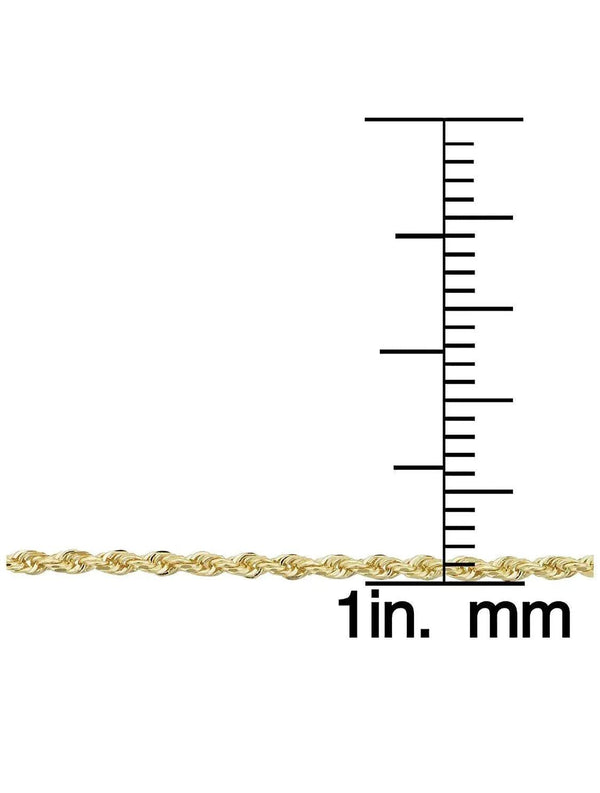 Italian 14K Yellow Gold 1.5MM Diamond Cut Rope Chain 16-24 Inch - Gifts for You 'n Me