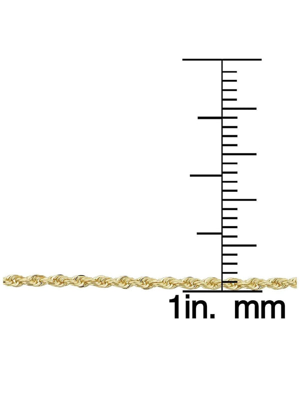 Italian Solid Sterling Silver Yellow Gold Diamond Cut Rope Chain 16-18-20-22-24 Inch - Gifts for You 'n Me