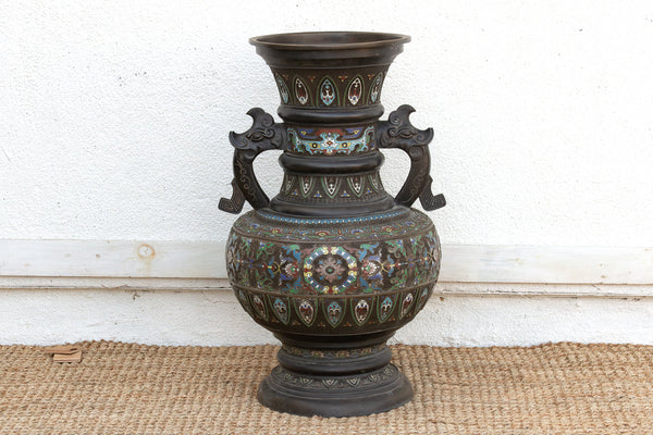 Massive Chinese Cloisonne Enamel Floor Vase