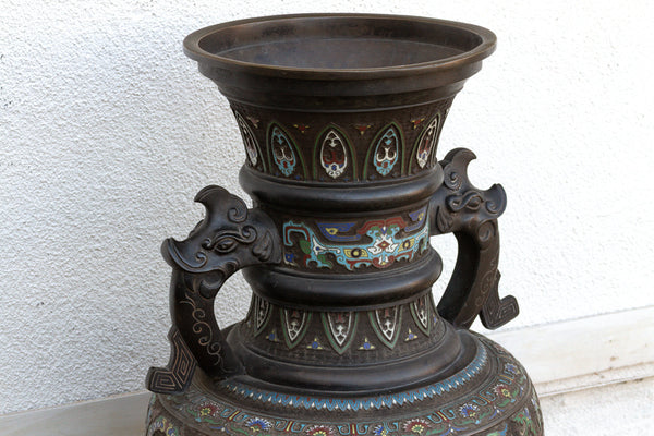 Massive Chinese Cloisonne Enamel Floor Vase