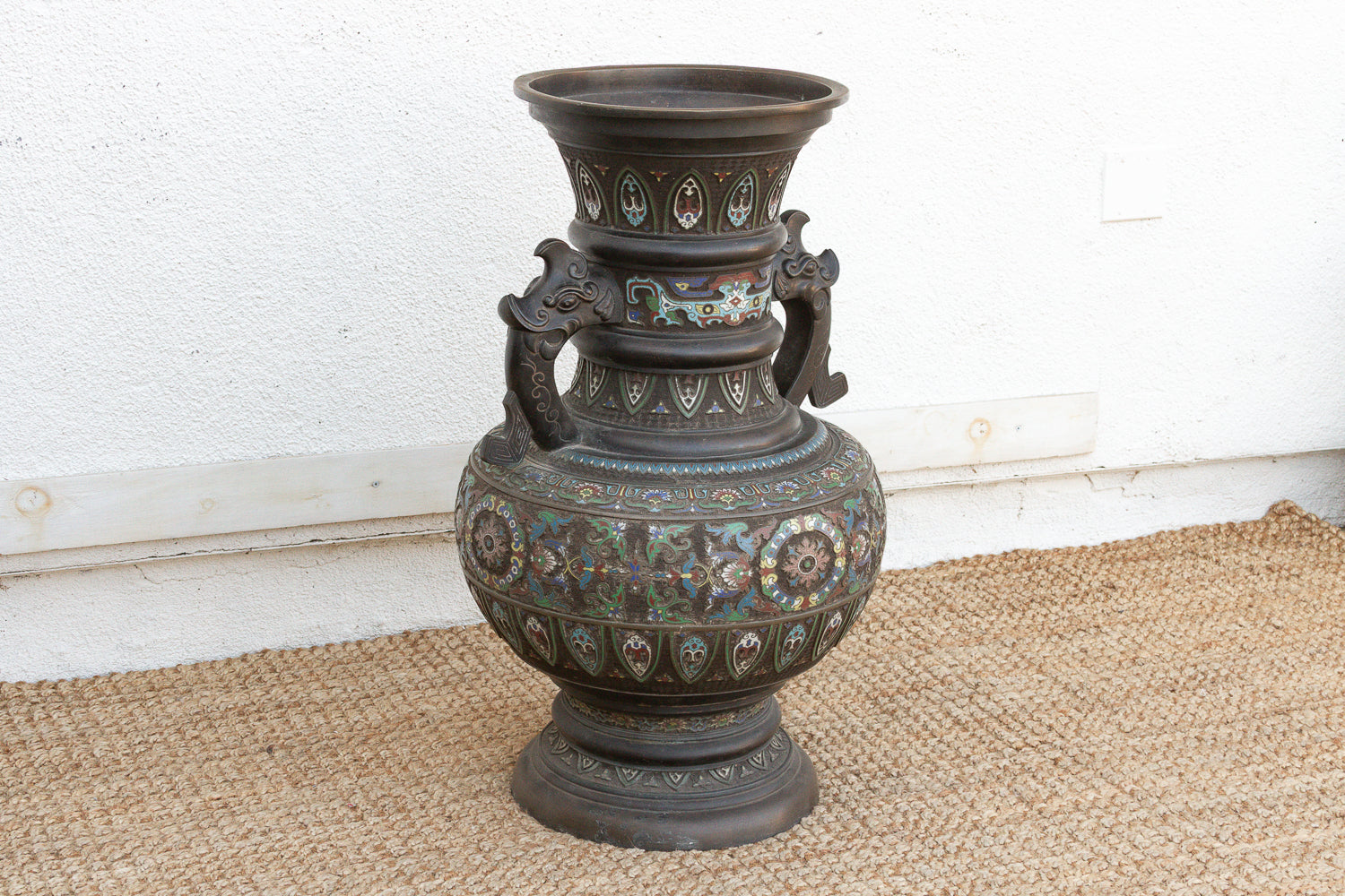 Massive Chinese Cloisonne Enamel Floor Vase