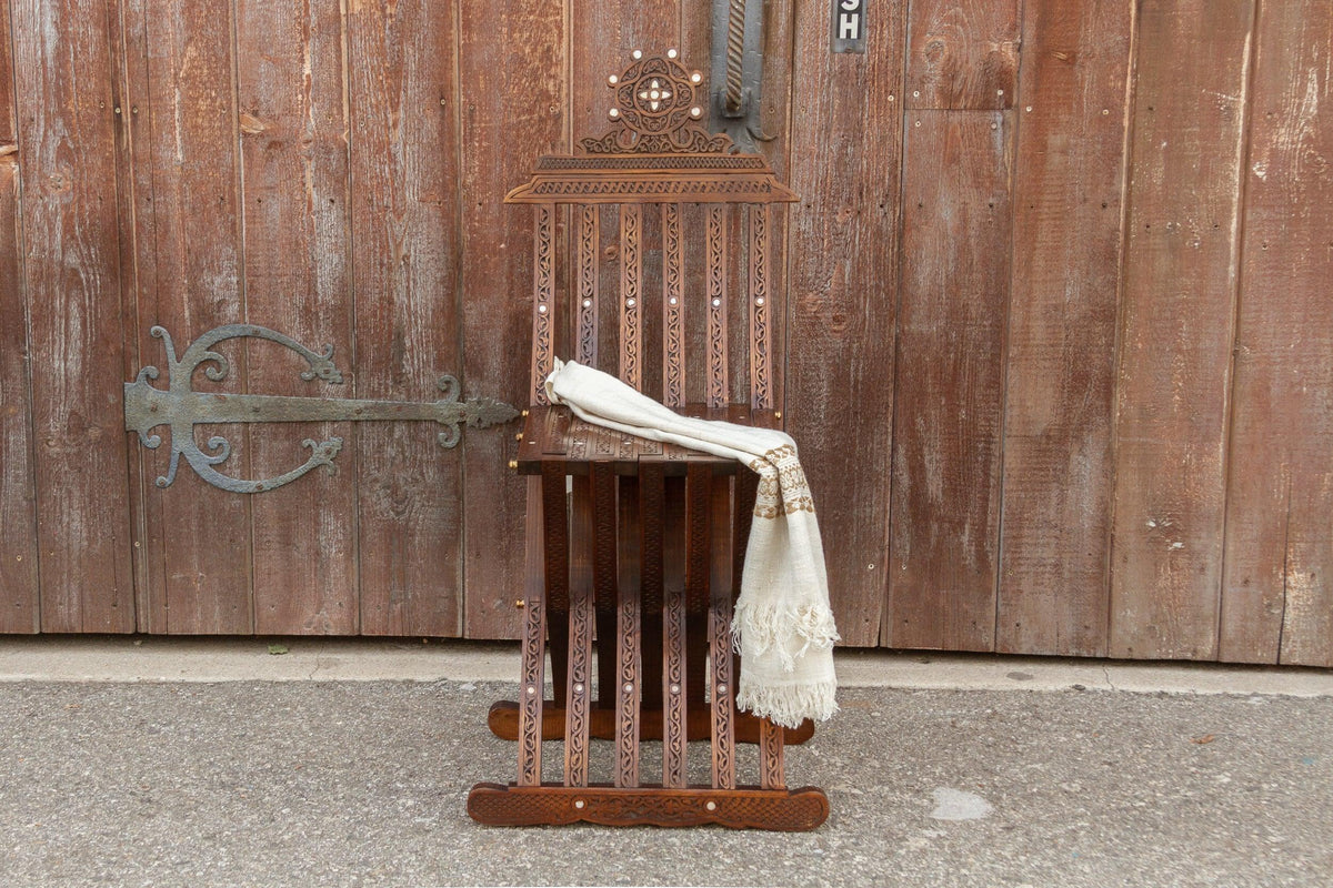 Antique Carved Mother of Pearl Chair
