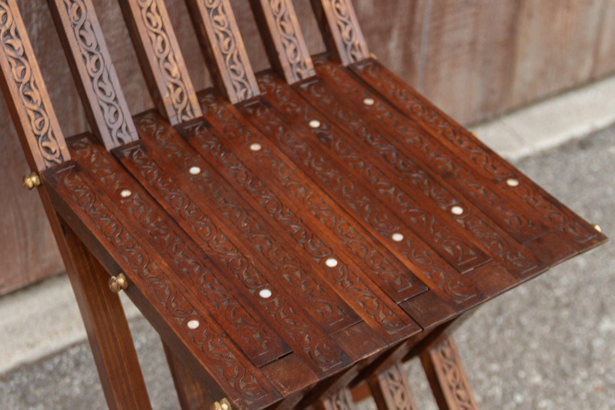 Antique Carved Mother of Pearl Chair