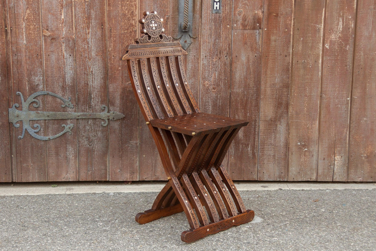Antique Carved Mother of Pearl Chair