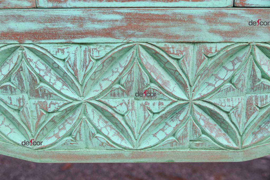 Carved Nahuala Sea Green Console
